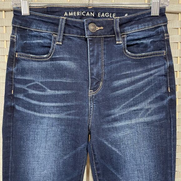 American Eagle HI-RISE JEGGING Jeans Women's 4R Blue Dark Wash Stretch Denim - Picture 3 of 11